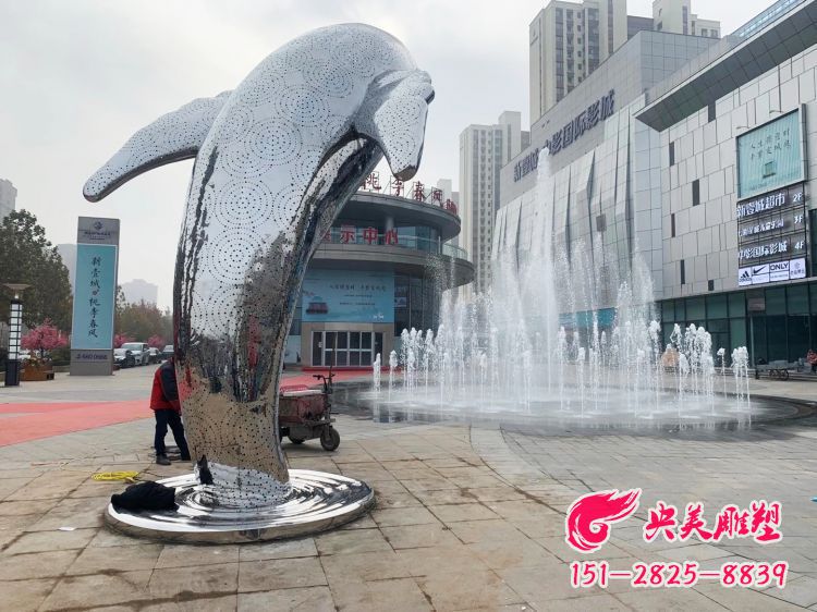 不銹鋼海豚雕塑-城市廣場創(chuàng)意海豚景觀動(dòng)物雕塑圖片