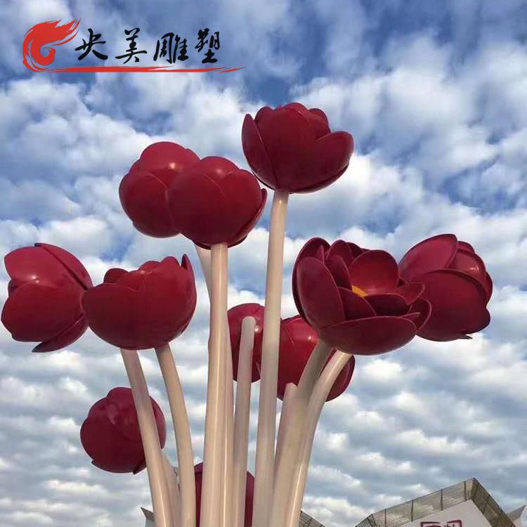 大型不銹鋼噴漆花朵雕塑園林廣場景觀擺件圖片