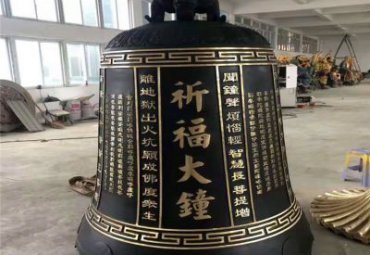 寺廟祈福大型玻璃鋼仿銅吊鐘雕塑