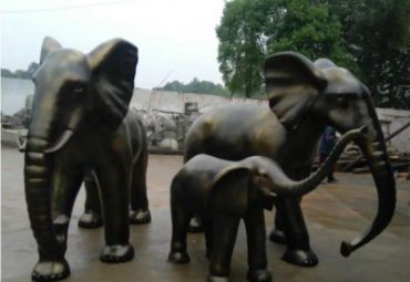 景區(qū)動物園仿真動物景觀玻璃鋼仿銅大象雕塑